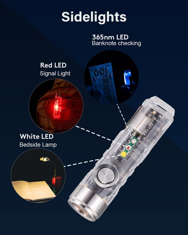 RovyVon A8 G4 wiederaufladbare USB C Taschenlampe, 650 Lumen 6500K superhelle kleine EDC Schlüsselan