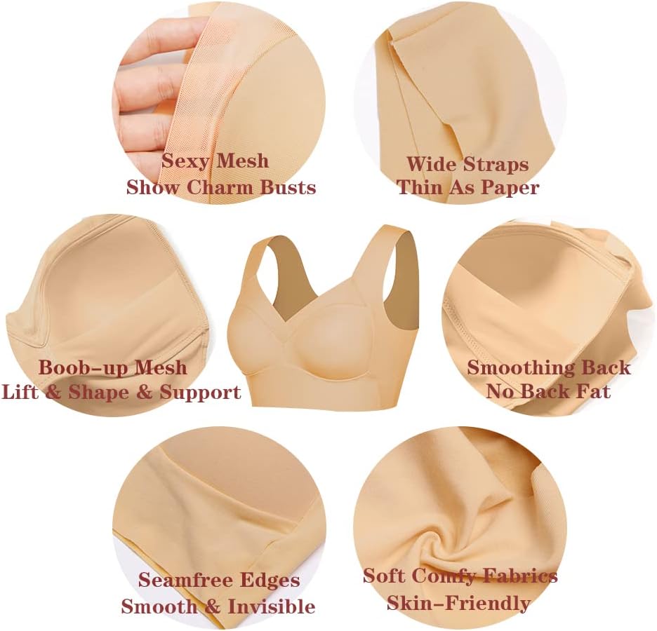 WOWENY BH Damen Ohne Bügel Schlaf Bustier Tops Spitze Bralette Bügelloser Klassischer T Shirt BH Sch