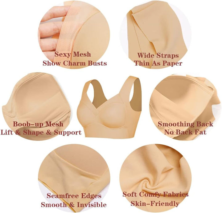 WOWENY BH Damen Ohne Bügel Schlaf Bustier Tops Spitze Bralette Bügelloser Klassischer T Shirt BH Sch