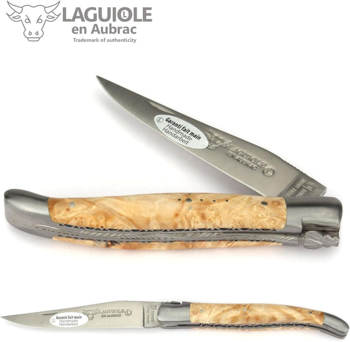 Laguiole en Aubrac Taschenmesser L0712NWIF 12 cm Doppelplatine, Griffschalen Rosskastanie, Klinge 10