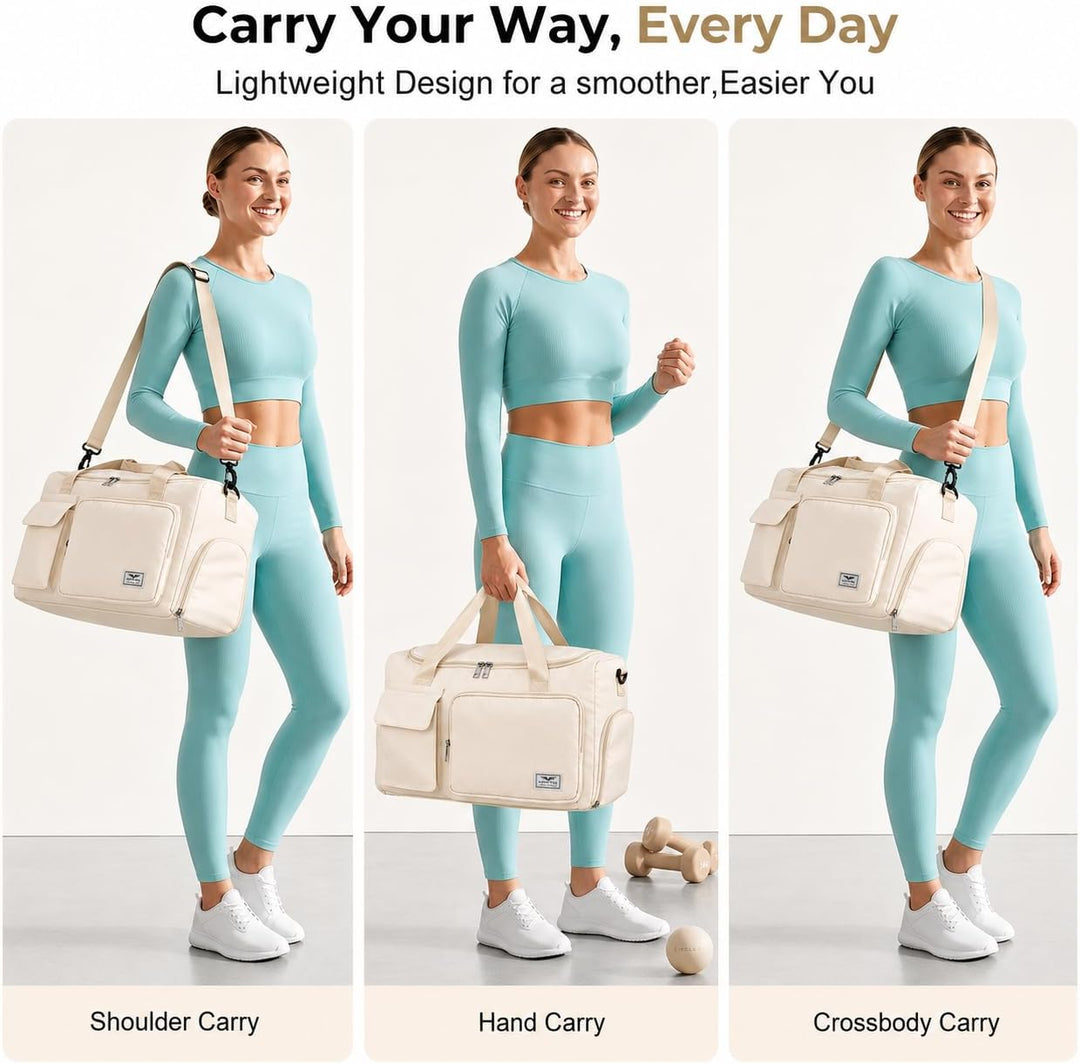 FIORETTO 35L Damen Sporttasche Faltbare Reisetasche mit Schuhfach und Nassfach, Wasserabweisende Wee