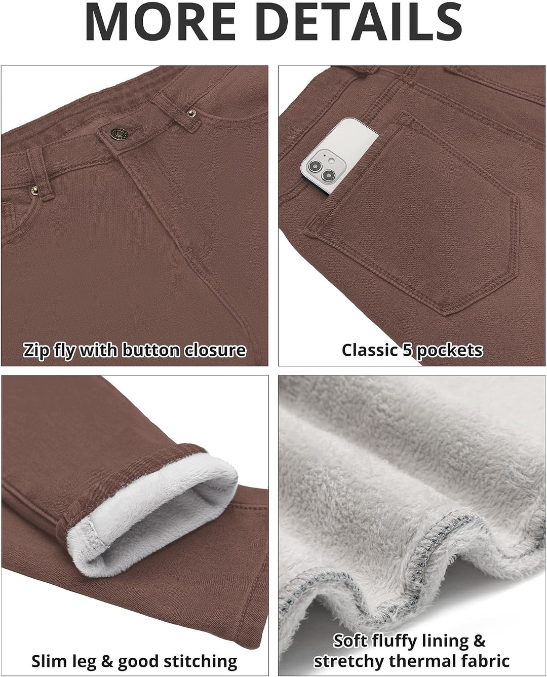 Roskiky Skinny Jeans Damen High Waist Thermo Jeans Damen Winter Gefütter Thermo Jeans Leggings Damen