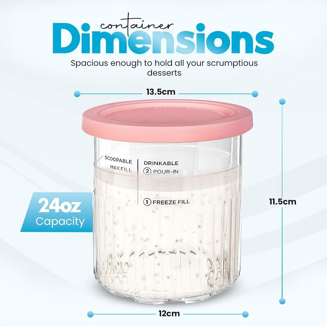 4 Stück Creami Behälte für Ninja Ice Creami Deluxe Pints und Deckel, 24 oz Ninja Ice Cream Maker mit