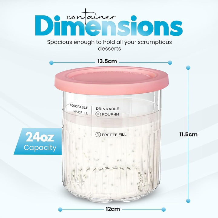 4 Stück Creami Behälte für Ninja Ice Creami Deluxe Pints und Deckel, 24 oz Ninja Ice Cream Maker mit