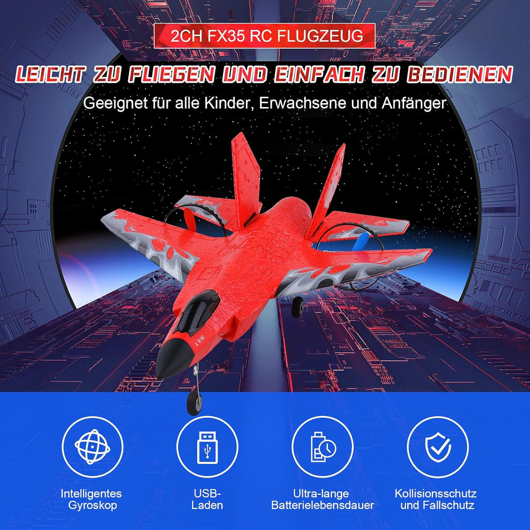 Henakmsl RC Flugzeug 2CH F35 Ferngesteuertes Flugzeug Spielzeug HW39 Fighter 2.4GHz RTF für Anfänger