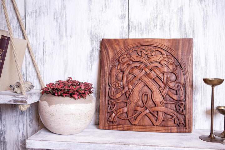 Windalf Grosses Vikings Holzbild CULLAIN VIKING WOOD ART 32 cm Wandrelief Handarbeit Holz