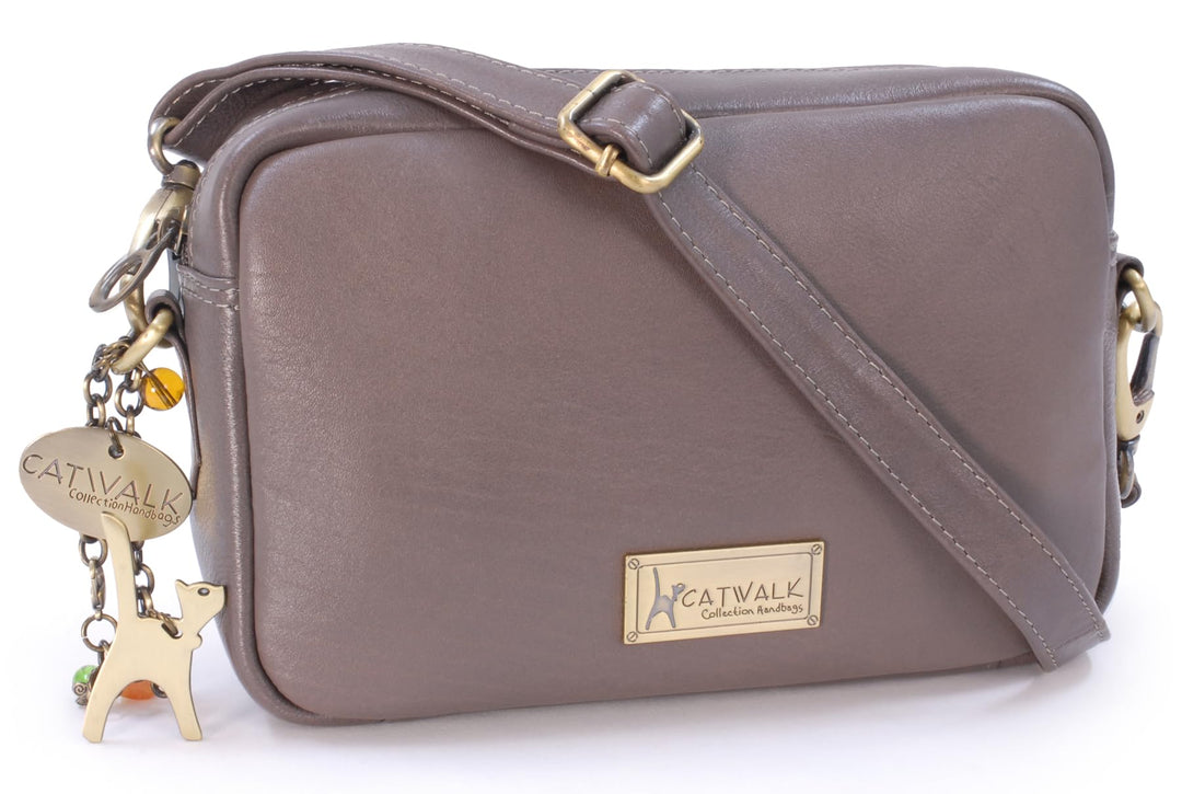 Catwalk Collection Handbags - Damen Leder Umhängetasche Klein - Crossbody Bag/Moderne Handtasche - V