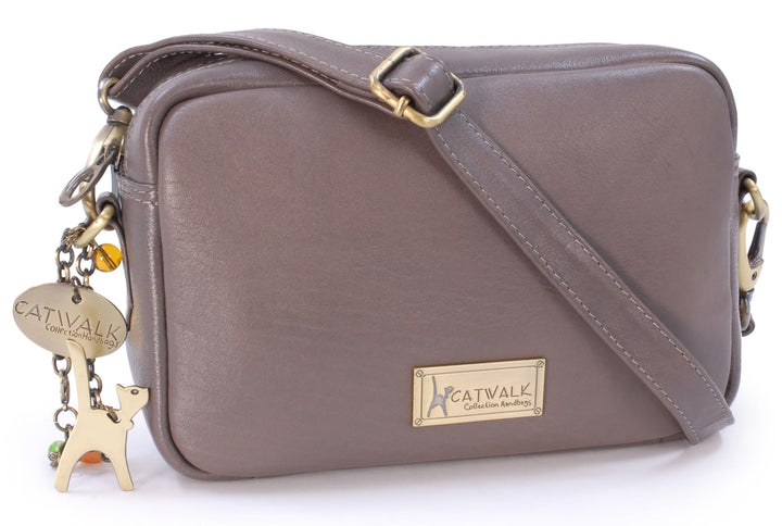Catwalk Collection Handbags - Damen Leder Umhängetasche Klein - Crossbody Bag/Moderne Handtasche - V