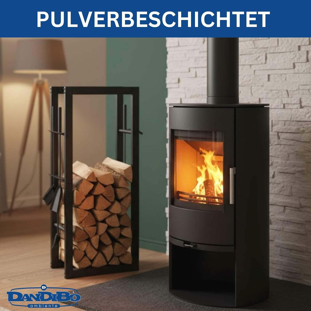 DanDiBo Kaminholzregal Innen Metall mit Besteck 96601 Brennholzregal Holzaufbewahrung Kaminholzständ