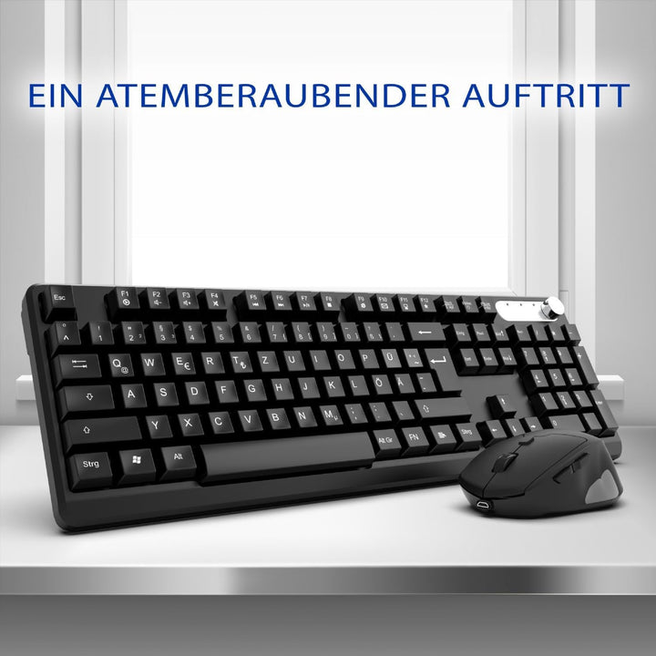 inca IWS-549U Kabelloses Tastatur Maus, Wiederaufladbar Leise mit Type-C & USB Empfänger, Wireless Q