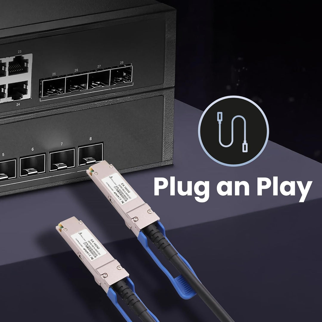 EXTRALINK DAC QSFP28 Kabel 3m – Passives Twinax Kabel 100Gbit, QSFP28 zu QSFP28, MSA kompatibel, für