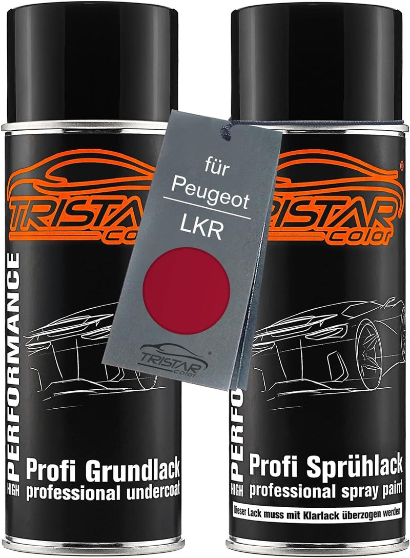 TRISTARcolor Autolack Spraydosen Set für Peugeot LKR Rouge Babylone Metallic/Babylon Rot Grundlack B