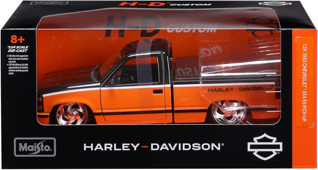 Maisto 1:24 Harley Davidson Custom 1993 Chevy Pick-up, Orange/Schwarz
