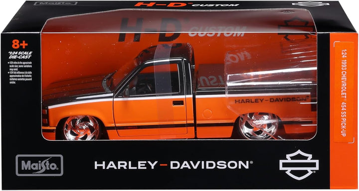 Maisto 1:24 Harley Davidson Custom 1993 Chevy Pick-up, Orange/Schwarz