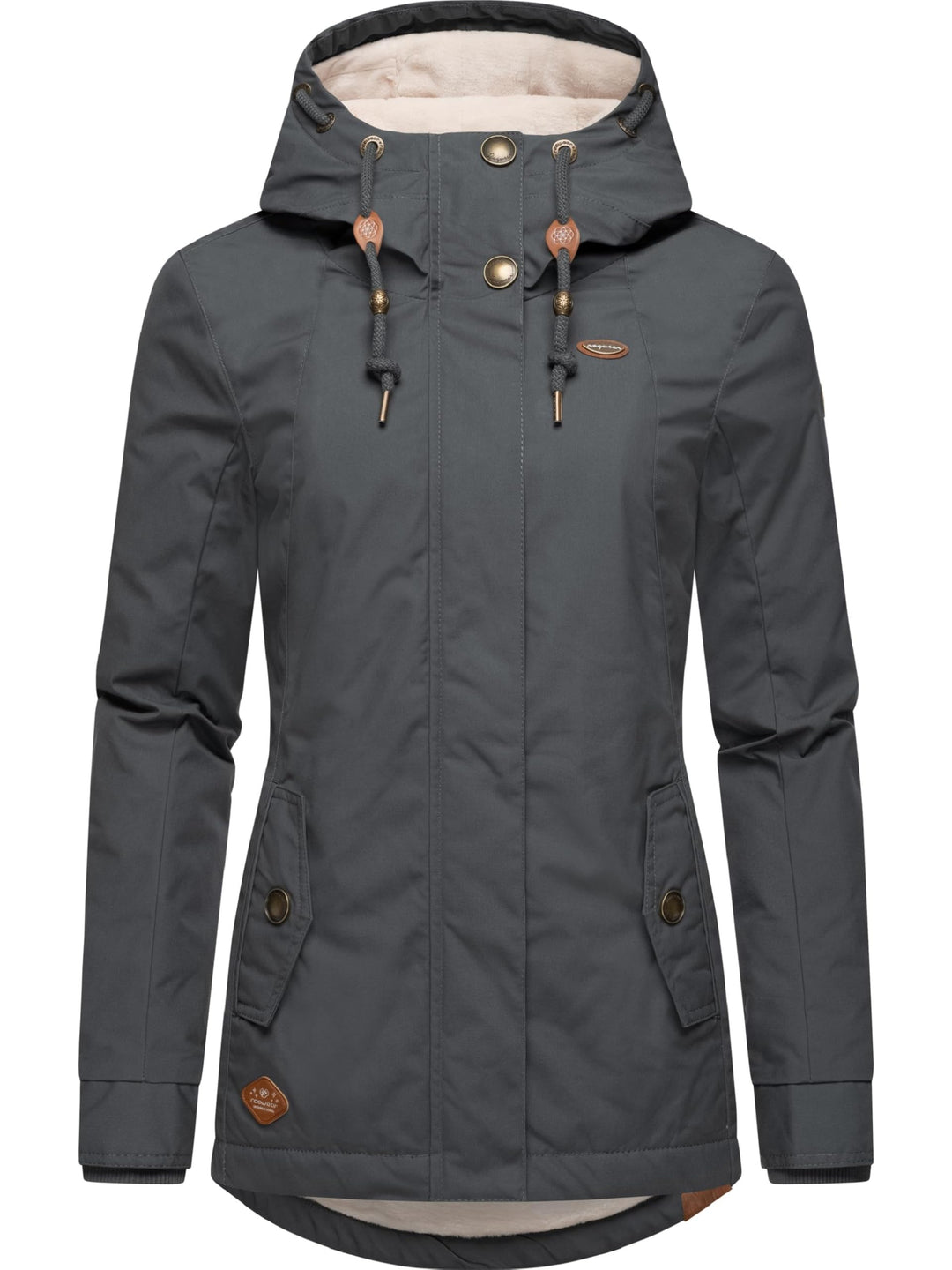 Ragwear Damen warme Winterjacke kurz mit Kapuze Monade XS-6XL S Dark Grey24, S Dark Grey24