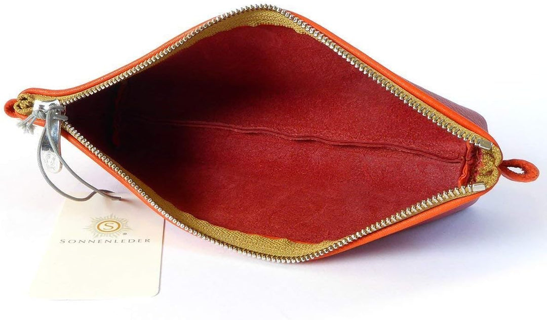 SONNENLEDER - hochwertiges Stiftemäppchen "BERIT" Farbe: Rot/Orange *Echtes Leder*