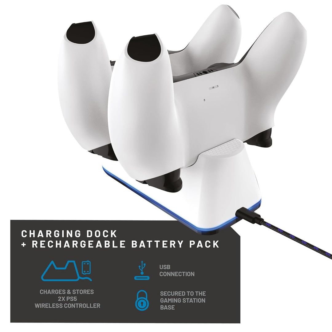 Stealth - Twin Charging Dock with 2m Play & Charge Cable for PS5 - White [Video Game] Weiss, Weiss