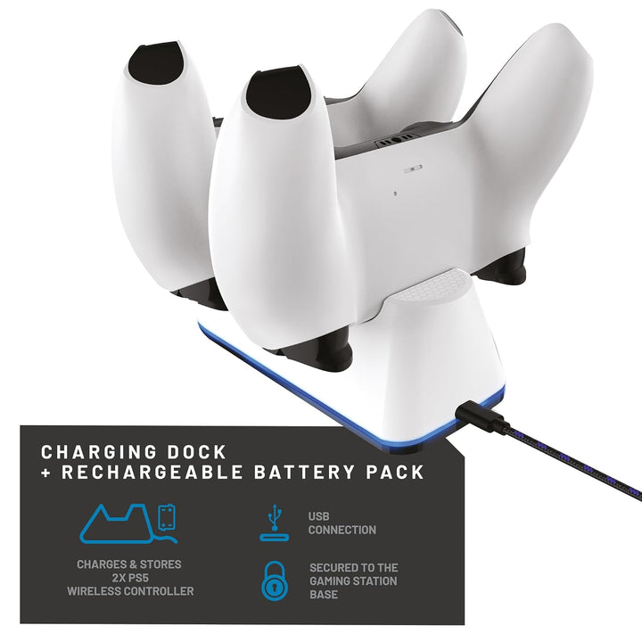 Stealth - Twin Charging Dock with 2m Play & Charge Cable for PS5 - White [Video Game] Weiss, Weiss
