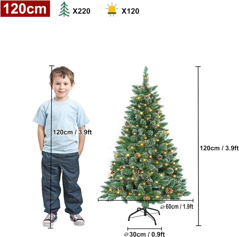 UISEBRT Weihnachtsbaum Künstlich mit Beleuchtung 120cm - LED Weihnachtsbäume Tannenbaum Christbaum D