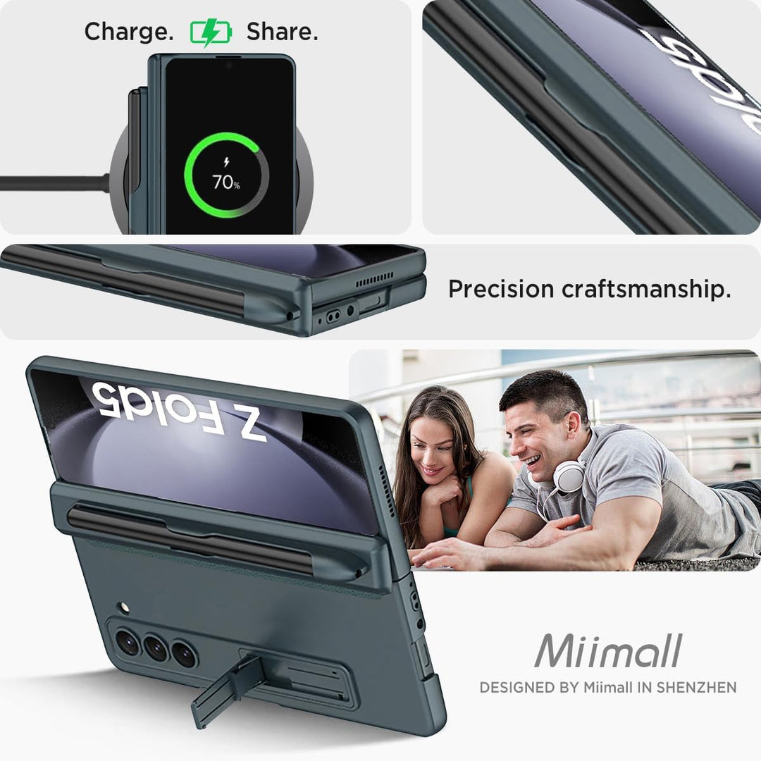 Miimall Kompatibel mit Samsung Galaxy Z Fold 5 Hülle, Fold 5 Hülle mit Stifthalter [Magnetischer Sch
