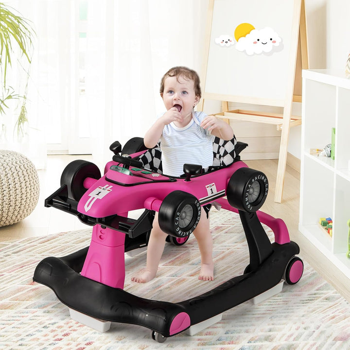 GOPLUS 4 in 1 Baby Lauflernhilfe, Lauflernwagen höhenverstellbar mit Licht &amp; Musik, Baby Walker Auto