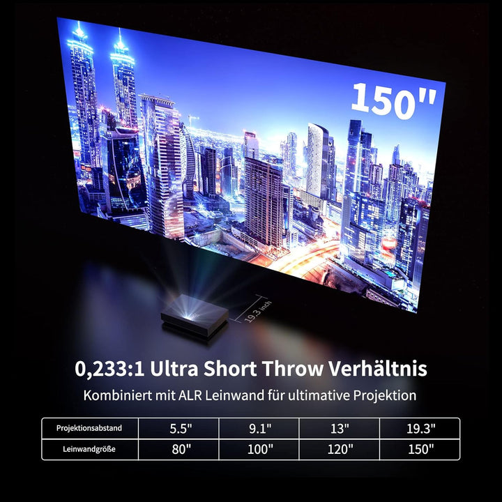 WEMAX Nova 4K UHD Laser Projektor - Android TV - Ultra Short Throw Smart Projektor - HDR10 150 Zoll