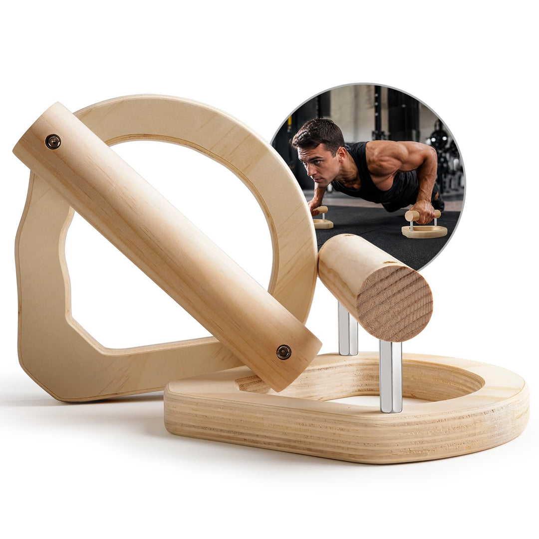 Liegestützgriffe holz, 2er Set Parallettes Calisthenics Griffe, Handstand Griff 2IN1 für Liegestütze