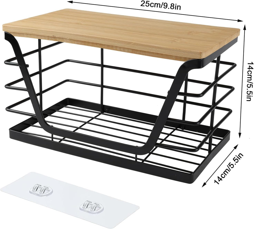 Müllsackspender aus rostfreiem mit Holzdeckel – Kompakter Müllsackspender aus rostfreiem Stahl für K