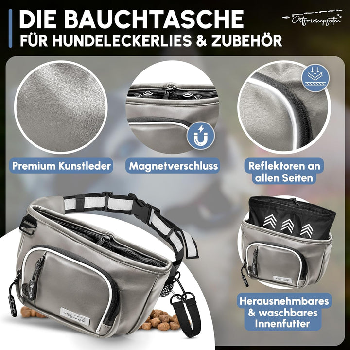 Leckerli-Bauchtasche 'Talea' für Hunde aus Kunstleder mit Einhandmagnetverschluss - Leckerlibeutel i