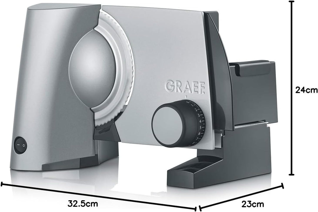 GRAEF Allesschneider SKS 300 silber inkl. Küchenwaage & MiniSlice-Aufsatz, Ø 170 mm Wellenschliffmes