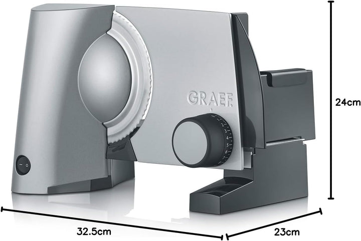 GRAEF Allesschneider SKS 300 silber inkl. Küchenwaage & MiniSlice-Aufsatz, Ø 170 mm Wellenschliffmes