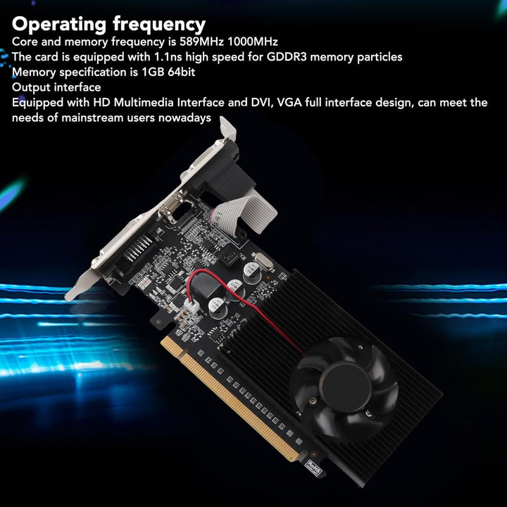 Tonysa Gaming Grafikkarte PCI Express2.0, 1 GB 64 Bit DDR3 Grafikkarte, mit HD Multimedia Schnittste