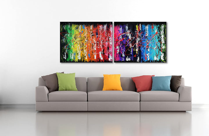 Monica Mirafiori I 100% HANDGEMALT I Gemälde Rainbow Abstract 160x60cm | Gemälde Handgemalt | Acrylg