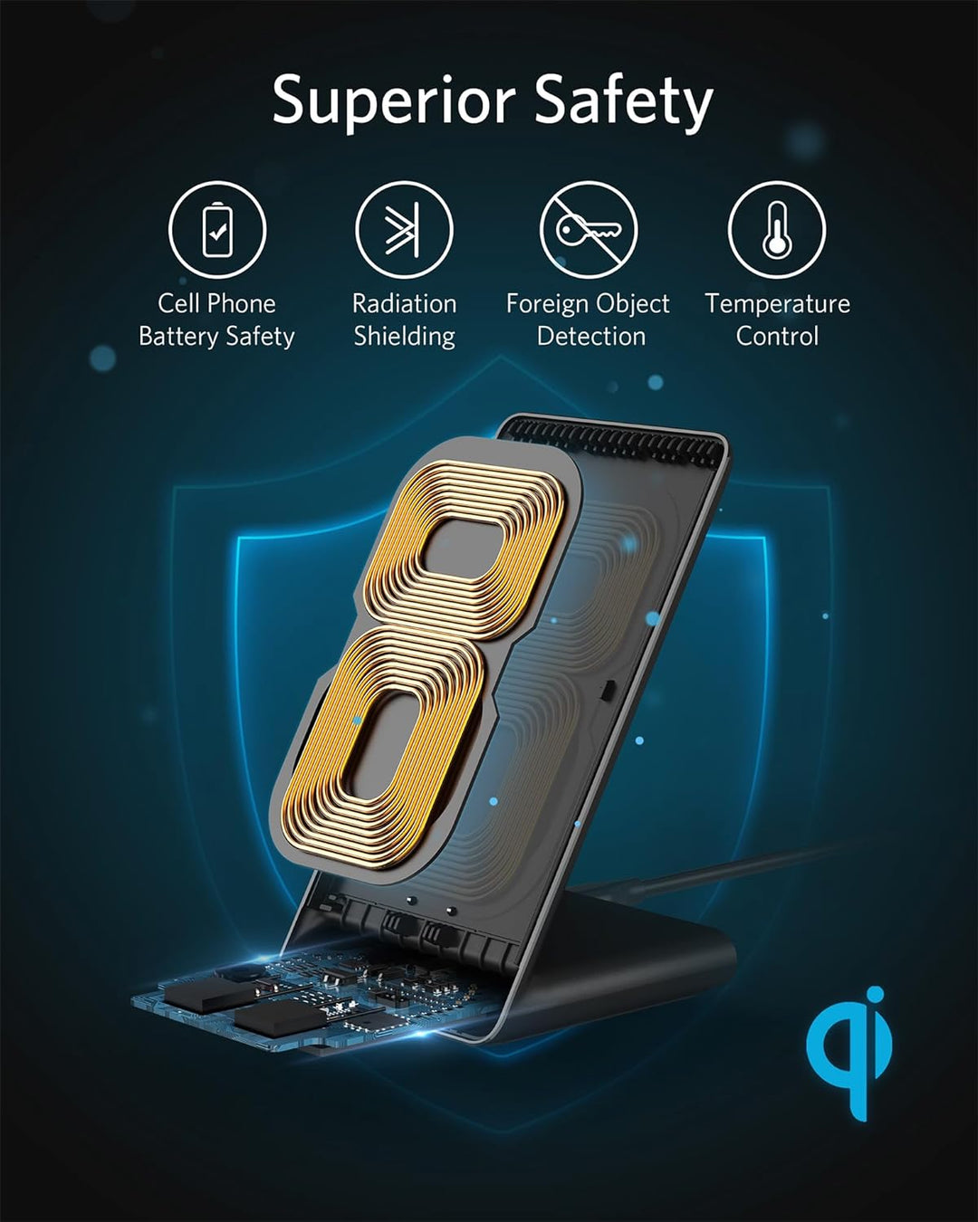 Anker 313 Induktive Ladestation, Qi-zertifiziert, Geeignet für iPhone 16 / 15 / 15 Pro / 15 Pro Max,