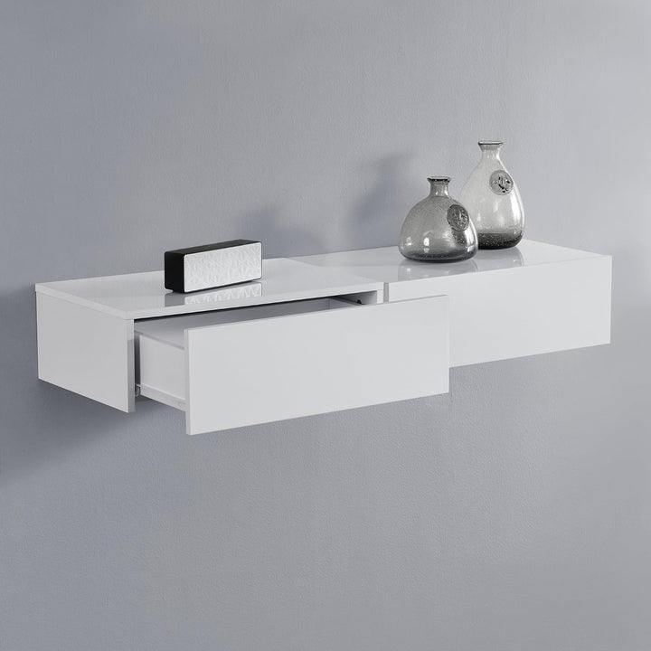 [en.casa] Wandregal Oslo mit Schublade 2er Set Nachttisch schwebende Nachtkommode Hängeregal Wandboa