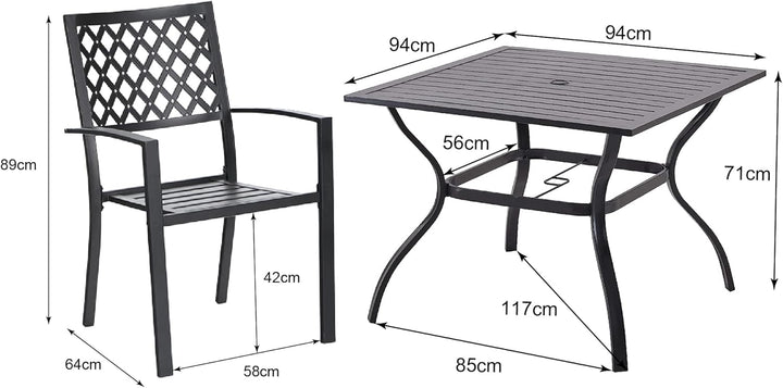 PHIVILLA Gartenmöbel Set 4 Stühle mit Tisch Wetterfest Terassenmöbel Gartentisch mit Stühlen Garten