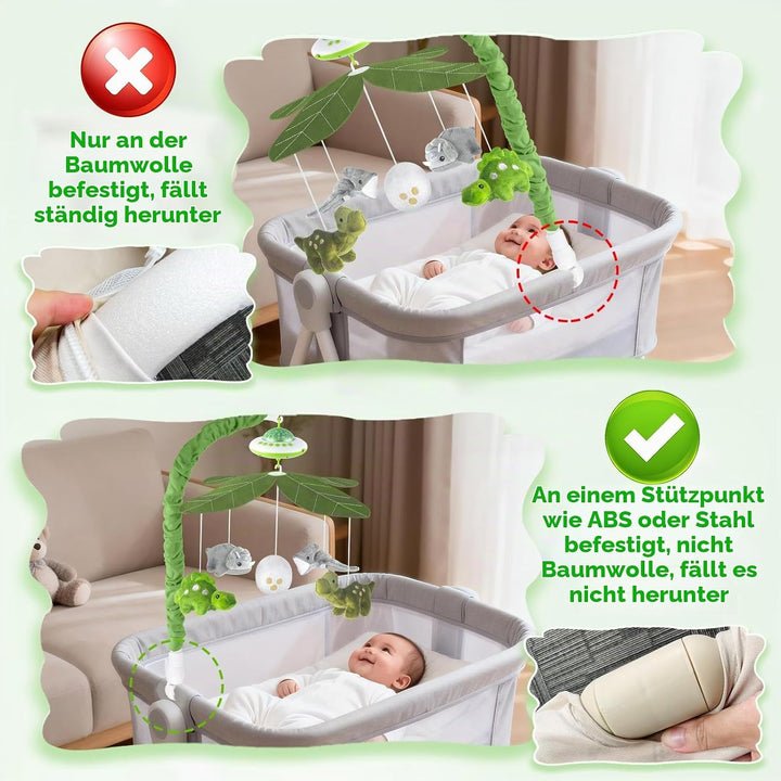 VZO Baby Mobile Babybett, Mobile Baby mit Musik und Projektion, Mobile Wickeltisch Baby Mobiles für