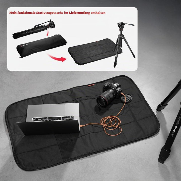 Manfrotto 500X Fluid Videokopf mit ONE Hybrid Aluminium Stativ – Foto &amp; Video Stativ Kit, 5kg Tragla