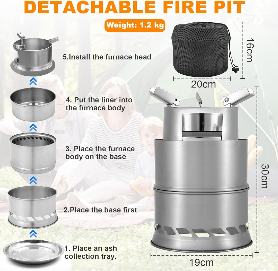 Generic Rauchfreie Feuerschale, Tragbarer Tischfeuerstelle mit Abnehmbarer Ascheplatte & Tragetasche