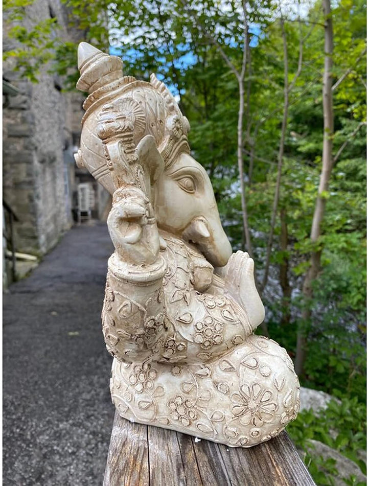 Ganesha Figur Gross Buddha Statue H-30 cm,Zen Garten Dekoration Figuren,Buddha Figur-Elefantengott,H