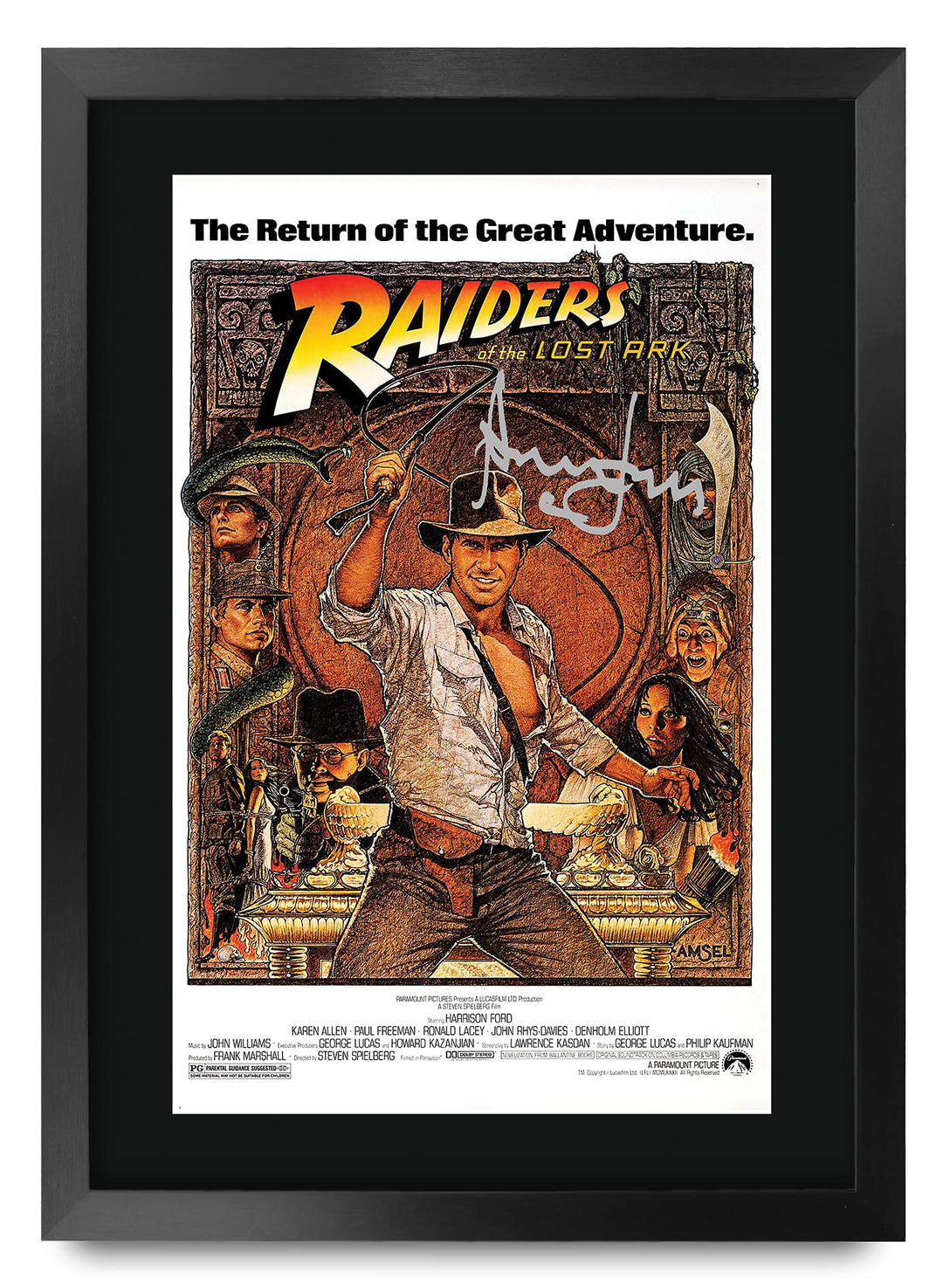 HWC Trading Indiana Jones Raiders Of The Lost Ark A3 Gerahmte Signiert Gedruckt Autogramme Bild Druc