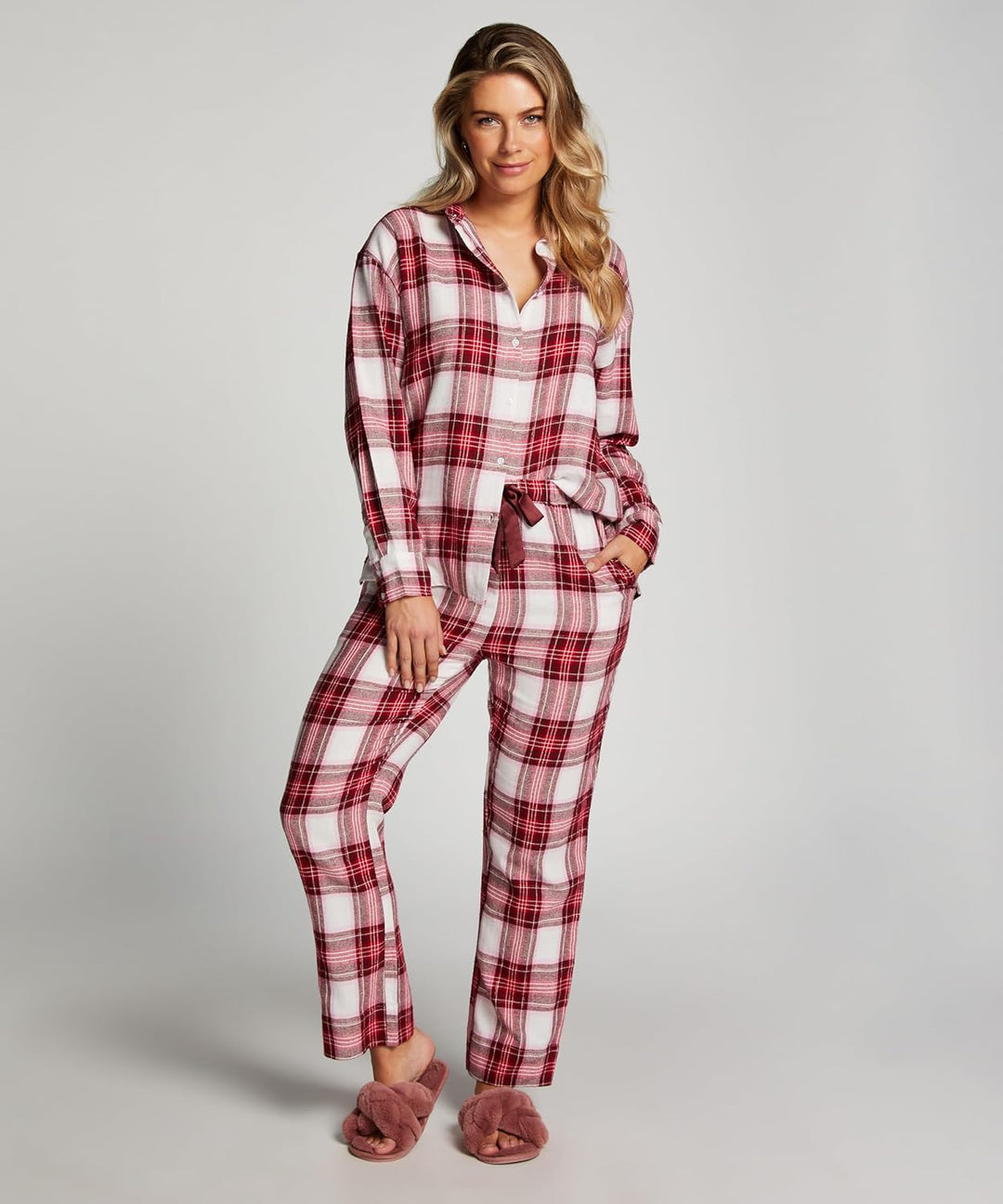 Hunkemöller Pyjamatop Lange Ärmel Twill S Cerise, S Cerise