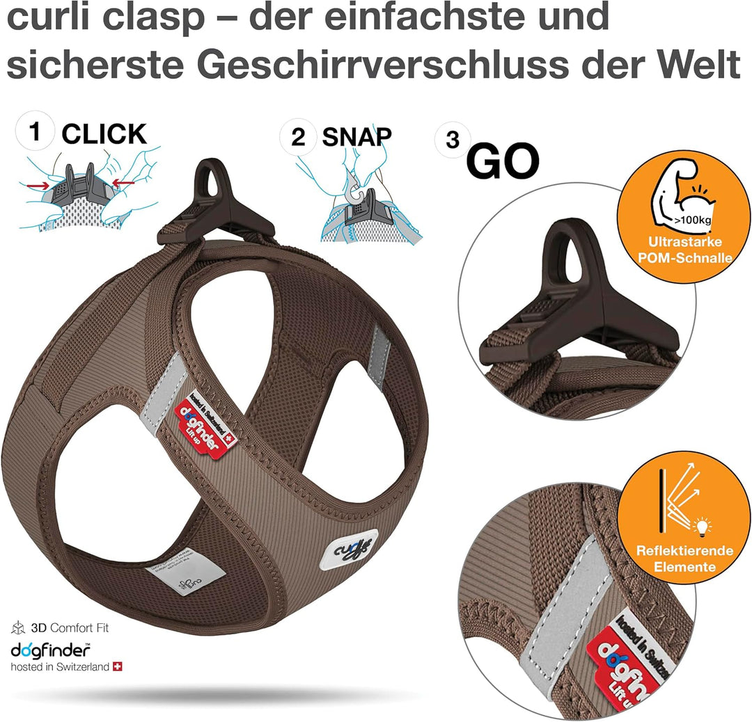 Vest Geschirr curli Clasp Cord Braun 3XS 3XS Braun, 3XS Braun