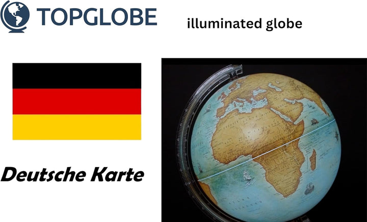 TOPGLOBE 20cm Leuchtglobus - Karte auf Deutsch - Schülerglobus Moderne Politische Weltkugel – pädago