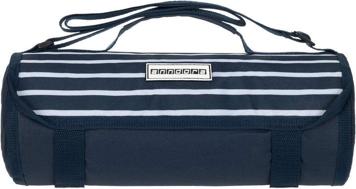 anndora Fleece Picknickdecke wasserdicht 125x150 cm - blau weiss gestreift Navy Blau Weiss, Navy Bla