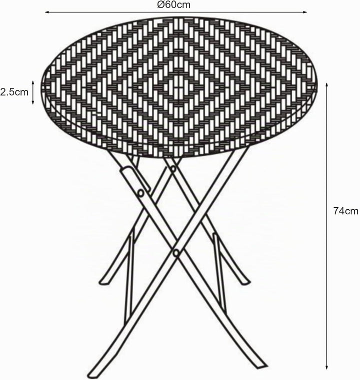 [en.casa] Klapptisch Mark Gartentisch Campingtisch klappbar 60 x 74 cm rund Picknicktisch Outdoor Ra