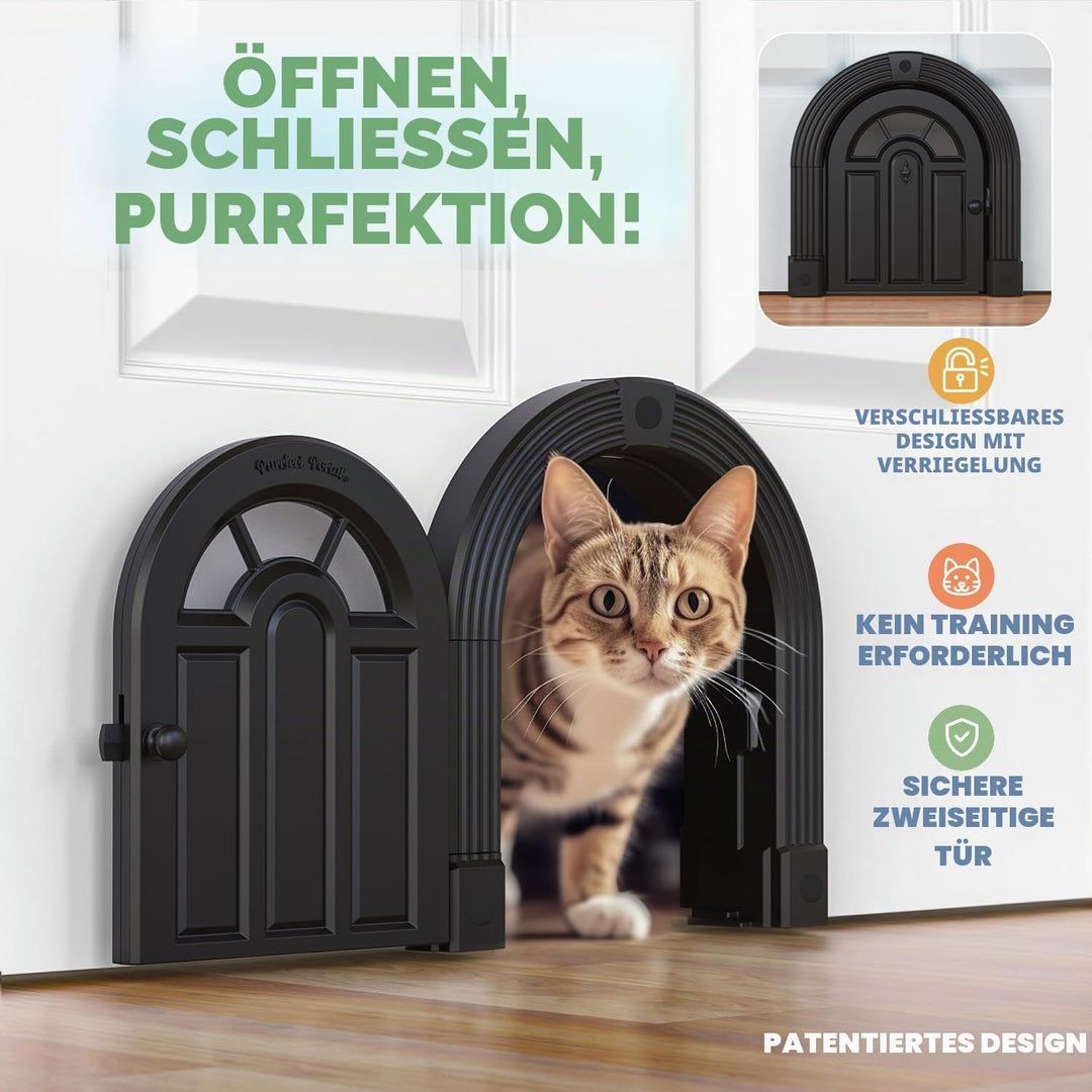 Katzentür Innentür – Meow Manor Extra grosse Haustiertür, 26 x 28 cm, Keine Klappe, Katzentür für Ka