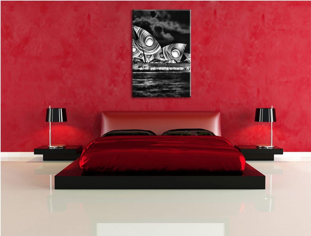 Pixxprint Sydney Opera House Pfauenaugen / 100x70cm Leinwandbild bespannt auf Holzrahmen/Wandbild Ku