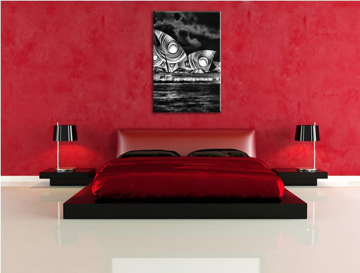 Pixxprint Sydney Opera House Pfauenaugen / 100x70cm Leinwandbild bespannt auf Holzrahmen/Wandbild Ku