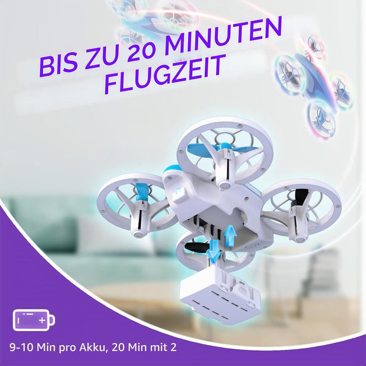 RC Drohne für Kinder und Anfänger, Mini Quadcopter mit LED-Lichtern und 3D-Flips, einfach zu fliegen